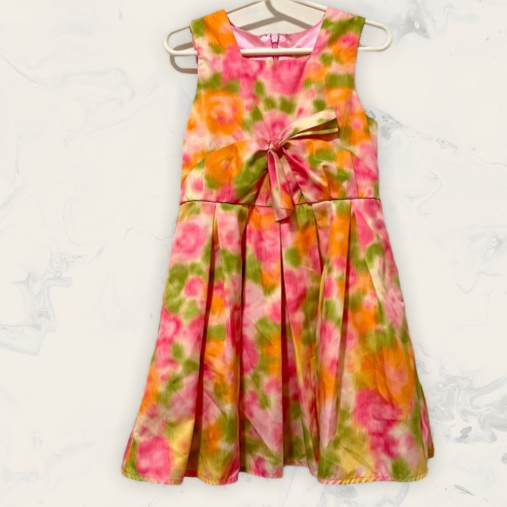 Watercolor Bow Pleated Dress